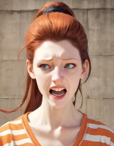 pippi longstocking,clementine,fallout4,gingerbread girl,gingerman,clary,ginger rodgers,character animation,render,pumpkin face,the girl's face,emogi,rendering,ginger cookie,princess anna,maci,cinnamon girl,scary woman,redhead doll,daphne,Digital Art,Anime
