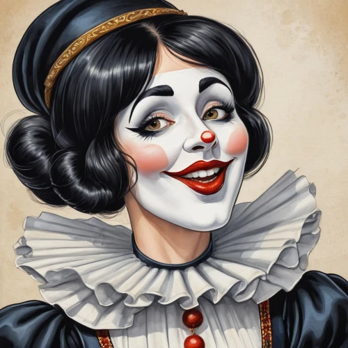 horror clown,mime artist,mime,clown,creepy clown,queen of hearts,rodeo clown,ringmaster,pierrot,harlequin,scary clown,jester,caricaturist,oil cosmetic,vintage makeup,circus,mrs white,a girl's smile,it,makeup artist,Illustration,Abstract Fantasy,Abstract Fantasy 23