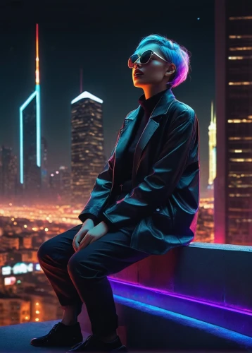 cyberpunk,futuristic,vapor,neon lights,neon light,city lights,billionaire,cosmos,suit,neon human resources,world digital painting,would a background,shanghai,above the city,dystopian,cityscape,neon tea,tokyo,2d,aesthetic,Illustration,Black and White,Black and White 23