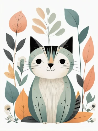 cat sparrow,whimsical animals,raccoon,tabby cat,cat vector,gray kitty,watercolor cat,sparrow owl,anthropomorphized animals,forest animal,tea party cat,calico cat,woodland animals,gray cat,reading owl,autumn icon,magpie cat,small owl,cattail,hedgehog,Illustration,Vector,Vector 13