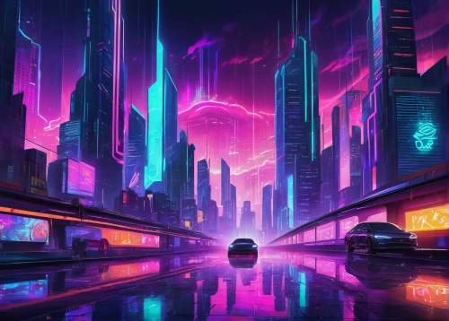 futuristic landscape,cyberpunk,futuristic,cityscape,colorful city,fantasy city,vapor,80's design,3d car wallpaper,shanghai,metropolis,scifi,ultraviolet,city highway,neon arrows,80s,tokyo city,sci-fi,sci - fi,dystopia,Conceptual Art,Daily,Daily 24