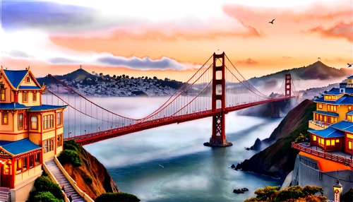 goldengatebridge,the golden gate bridge,golden gate bridge,golden gate,golden bridge,cartoon video game background,world digital painting,san francisco,moc chau hill,spit bridge,sanfrancisco,bay area,city scape,landscape background,fantasy city,colorful city,bay bridge,rainbow bridge,background vector,golden gate bridge golden gate,Unique,Pixel,Pixel 05