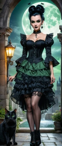 gothic dress,gothic fashion,gothic woman,gothic portrait,goth woman,gothic style,halloween black cat,gothic,dark gothic mood,doll dress,fantasy picture,fairy tale character,wicked witch of the west,halloween frame,overskirt,goth,halloween cat,goth like,pet black,goths,Photography,General,Fantasy