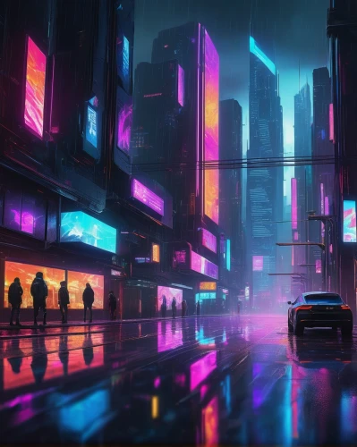 cyberpunk,futuristic landscape,cityscape,colorful city,futuristic,fantasy city,80s,urban,vapor,metropolis,dystopian,neon lights,neon,shinjuku,neon arrows,tokyo city,scifi,evening city,dusk,80's design,Art,Classical Oil Painting,Classical Oil Painting 10