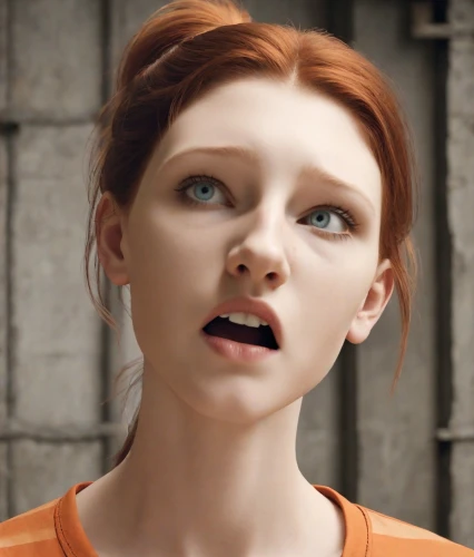 clary,tilda,orange,clementine,pippi longstocking,the girl's face,baby carrot,cgi,mascara,katniss,david bowie,clove,commercial,orange color,maci,orange half,daphne,symetra,woman face,nostril,Photography,Natural