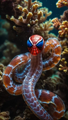 sea snake,coral swirl,squid rings,marine animal,sea eel,coral snake,sea animals,amphiprion,water snake,ringed-worm,sea animal,octopus tentacles,coral guardian,cnidarian,sea life underwater,anemonefish,fun octopus,conger eel,aquarium lighting,octopus,Photography,General,Cinematic