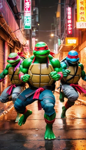 teenage mutant ninja turtles,trachemys,turtles,stacked turtles,nikuman,michelangelo,tortoise,kung fu,toy photos,kotobukiya,karate,turtle,3d render,raphael,play figures,trachemys scripta,tokyo,tortoises,collectible action figures,kung,Illustration,Japanese style,Japanese Style 01