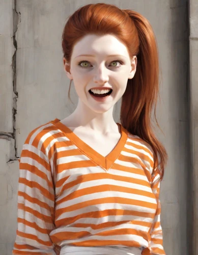 ginger rodgers,pumuckl,redhead doll,a wax dummy,gingerman,pippi longstocking,mime,mime artist,realdoll,gingerbread girl,cgi,girl in t-shirt,madeleine,rockabella,porcelaine,maci,redheaded,clementine,raggedy ann,ginger nut,Digital Art,Classicism