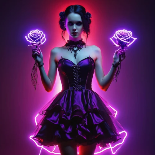 purple rose,neon body painting,rosa 'the fairy,gothic fashion,la violetta,rose png,gothic dress,black rose,neon light,neon lights,rosa ' the fairy,violet,ultraviolet,evil fairy,black light,romantic rose,porcelain rose,purple and pink,the enchantress,rosa ' amber cover,Photography,General,Realistic