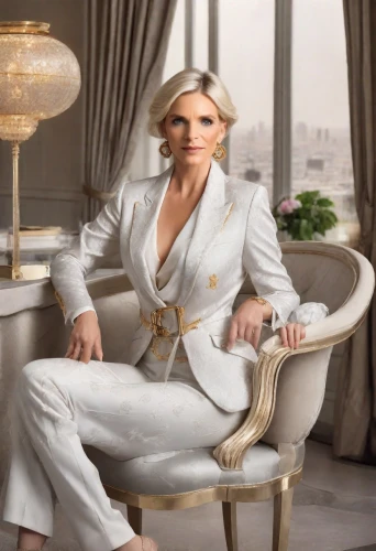 business woman,businesswoman,business angel,white silk,pantsuit,trisha yearwood,bussiness woman,tamra,charlize theron,white-collar worker,woman in menswear,femme fatale,business women,concierge,white orchid,bridal clothing,white clothing,elegance,woman sitting,lily of the nile,Photography,Realistic