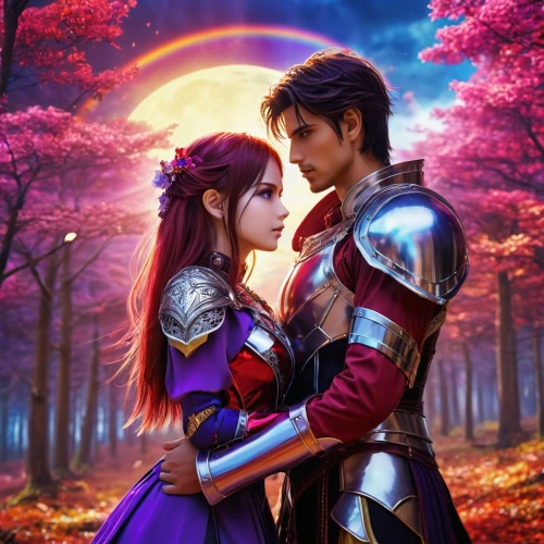 fantasy picture,twiliight,romantic scene,a fairy tale,kimjongilia,beautiful couple,fairy tale,love couple,prince and princess,loving couple sunrise,throughout the game of love,fairytale,cg artwork,fantasy art,couple goal,3d fantasy,first kiss,couple in love,twilight,forbidden love,Photography,General,Realistic