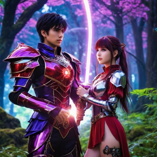cosplay image,monsoon banner,cassiopeia,partnerlook,couple goal,fantasy picture,red-purple,beautiful couple,cosplay,valentine banner,purple and pink,jinrikisha,wall,valentines day background,adelphan,3d fantasy,knight festival,cosplayer,kimjongilia,throughout the game of love,Photography,General,Realistic