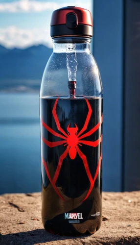 manson jar,water jug,chemical container,widow spider,black widow,poisonous,poison bottle,mason jar,absolut vodka,maraschino,kraken,jar,baboon spider,storage-jar,coffee tumbler,tea jar,glass jar,funnel web spider,laboratory flask,glass container