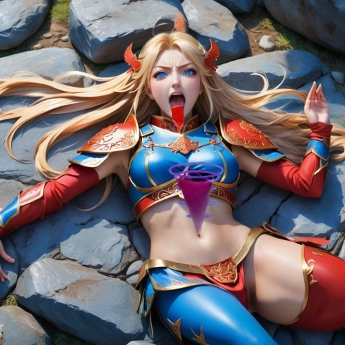 symetra,kos,cosplay image,nami,cosplayer,cosplay,fantasy woman,fire siren,solar,ora,venera,elza,mara,kinara,monsoon banner,playmat,marvelous,warrior pose,vivora,mariawald