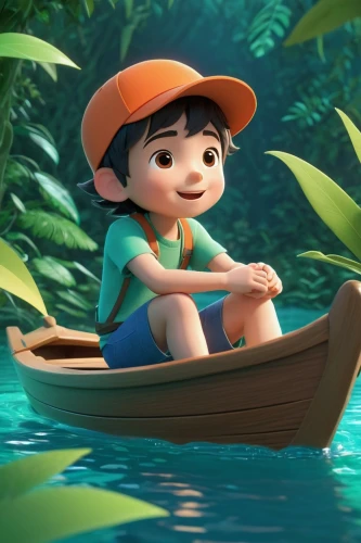 lilo,raft,cute cartoon character,raft guide,agnes,version john the fisherman,little boat,miguel of coco,jon boat,rowboat,baby float,cute cartoon image,boat,vietnam,noah,paper boat,canoeing,fishing float,mowgli,viet nam,Unique,3D,3D Character