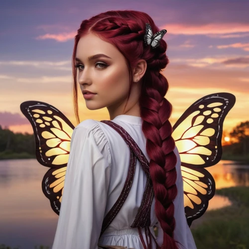 vanessa (butterfly),julia butterfly,faery,faerie,red butterfly,winged heart,aurora butterfly,fantasy picture,fairy queen,fae,butterfly wings,cupido (butterfly),hesperia (butterfly),mystical portrait of a girl,passion butterfly,sky butterfly,fantasy portrait,flutter,romantic portrait,butterfly isolated,Conceptual Art,Fantasy,Fantasy 30