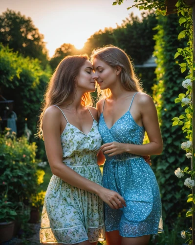 wedding photo,two girls,holding flowers,pre-wedding photo shoot,mom and daughter,sisters,summer evening,girl kiss,floral greeting,kiss flowers,bouquets,romantic portrait,women friends,hydrangeas,wedding couple,photo shoot for two,mother and daughter,engagement,beautiful women,in the garden,Photography,Documentary Photography,Documentary Photography 14