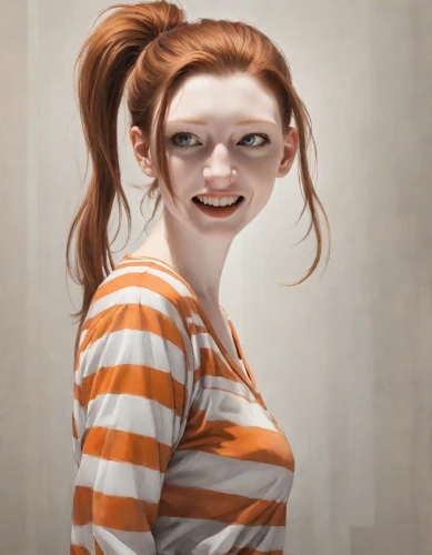 nami,a girl's smile,girl in t-shirt,girl portrait,pippi longstocking,grin,clary,mime,portrait background,fantasy portrait,the girl's face,killer smile,redhead doll,digital painting,rockabella,nora,harley quinn,girl with cereal bowl,redheads,world digital painting,Digital Art,Pencil Sketch
