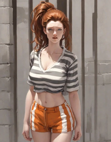 retro woman,retro girl,rockabella,see-through clothing,prisoner,librarian,retro women,croft,female model,pompadour,queen cage,vanessa (butterfly),mullet,kosmea,crop top,lilian gish - female,punk,jean shorts,beatnik,mary jane,Digital Art,Comic