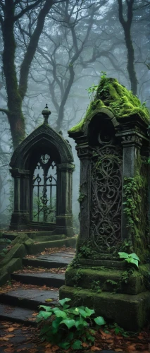 old graveyard,forest chapel,forest cemetery,witch's house,haunted forest,fairy house,resting place,witch house,burial ground,graveyard,old cemetery,gravestones,cemetary,grave stones,the grave in the earth,cemetery,tombstones,abandoned place,ghost castle,mausoleum ruins,Illustration,Realistic Fantasy,Realistic Fantasy 12