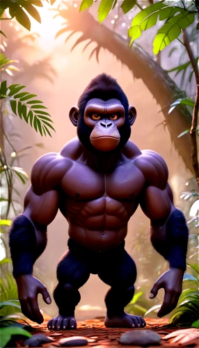 kong,ape,gorilla,monkey banana,silverback,chimp,king kong,war monkey,tarzan,great apes,gorilla soldier,chimpanzee,uganda,orangutan,bonobo,bongo,muscle man,the monkey,primate,monkey,Unique,3D,3D Character