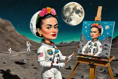 space art,frida,art painting,herfstanemoon,artists of stars,world digital painting,painting technique,astronautics,sci fiction illustration,moon rover,moon landing,earth rise,moon addicted,phase of the moon,meticulous painting,photo painting,astronauts,painting,astronomer,cool pop art