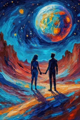 hand in hand,two people,hold hands,handing love,the hands embrace,space art,astronomers,oil painting on canvas,into each other,romantic scene,holding hands,man and woman,the luv path,dancing couple,connectedness,hand to hand,honeymoon,art painting,hands holding,couple - relationship