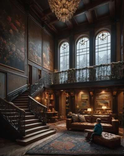 wade rooms,athenaeum,billiard room,dandelion hall,hotel hall,interiors,reading room,ballroom,entrance hall,luxury hotel,winding staircase,ornate room,hotel de cluny,lobby,royal interior,hotel lobby,theatrical property,treasure hall,circular staircase,staircase,Photography,General,Fantasy
