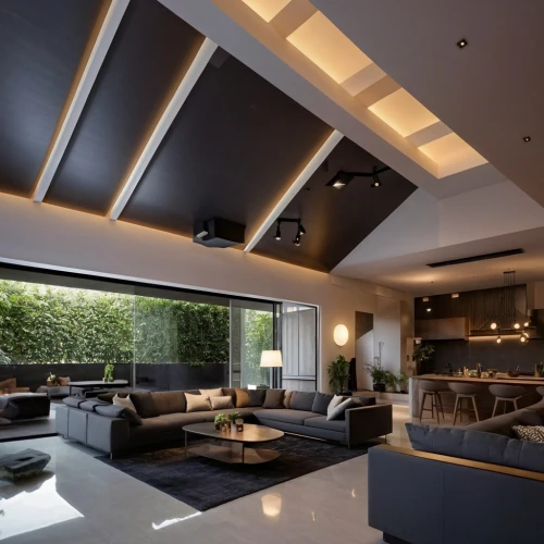 interior modern design,modern living room,luxury home interior,concrete ceiling,contemporary decor,stucco ceiling,modern decor,interior design,great room,loft,penthouse apartment,living room,ceiling lighting,livingroom,ceiling-fan,family room,home cinema,modern house,entertainment center,interior decoration