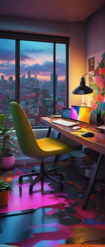 colorful light,kids room,colorful city,blur office background,colored lights,modern room,neon colors,3d render,neon candies,sky apartment,an apartment,3d background,hdr,children's room,ufo interior,playing room,colorful life,desk,great room,apartment lounge,Art,Artistic Painting,Artistic Painting 31