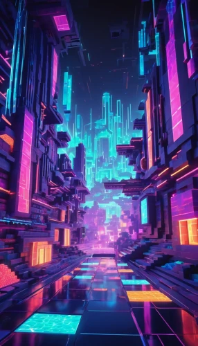 cyberpunk,futuristic landscape,cyberspace,vapor,colorful city,futuristic,cyber,metropolis,80's design,scifi,fractal environment,fantasy city,abstract retro,matrix,3d background,ultraviolet,computer art,virtual landscape,cubic,3d fantasy,Unique,Pixel,Pixel 03