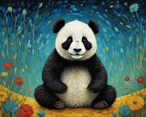 chinese panda,panda,little panda,pandabear,kawaii panda,panda bear,giant panda,pandas,panda cub,baby panda,hanging panda,lun,whimsical animals,chinese art,panda face,kawaii panda emoji,anthropomorphized animals,bamboo,pandoro,luo han guo,Illustration,Abstract Fantasy,Abstract Fantasy 02