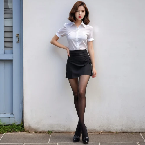 school skirt,school uniform,pencil skirt,retro girl,schoolgirl,black skirt,white skirt,vintage girl,nurse uniform,50's style,retro woman,pin-up model,a uniform,yulan magnolia,secretary,belt with stockings,uniform,skirt,retro women,pin up,Photography,General,Realistic