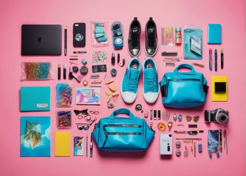 summer flat lay,school items,women's accessories,flat lay,travel bag,pantone,flatlay,luggage set,colorful life,luggage and bags,school tools,colorful,cosmetics,carry-on bag,luxury accessories,compartments,suitcases,travel essentials,purses,color palette,Unique,Design,Knolling