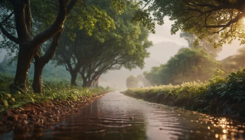 flooded pathway,vietnam,kerala,country road,morning mist,jordan river,the mystical path,pathway,the road to the sea,foggy landscape,the road,forest road,water channel,the way of nature,waterway,forest path,the path,after the rain,backwater,tree lined lane,Photography,General,Commercial