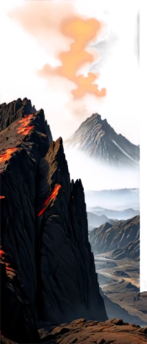 volcanic landscape,volcanism,lava,lava plain,volcanic,lava dome,volcanic field,volcano,volcanos,volcano area,volcanic landform,volcanoes,fire mountain,mountain plateau,magma,lava flow,stratovolcano,mountainous landforms,barren,mountainous landscape,Illustration,Black and White,Black and White 02