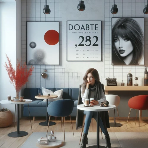 advertising figure,modern decor,girl at the computer,dining table,dialogue window,advertising,interior design,interior decoration,advert,interior decor,digital advertising,a restaurant,woman at cafe,b3d,wall decoration,coffee shop,café,coffee zone,dialogue windows,creative office