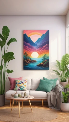 aquarium decor,watermelon painting,landscape background,modern decor,home landscape,interior decor,boho art,slide canvas,art painting,paintings,wall decor,flower painting,world digital painting,mountain scene,coastal landscape,livingroom,fantasy landscape,wall decoration,living room,interior decoration,Illustration,American Style,American Style 07