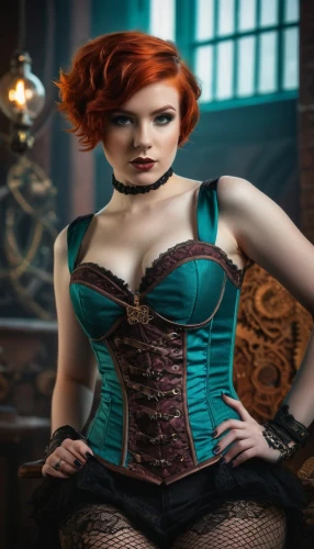 corset,bodice,redhead doll,steampunk,victorian lady,barmaid,victorian style,red breast,redbreast,breastplate,gothic fashion,celtic queen,gothic woman,gothic portrait,fantasy woman,burlesque,vampire woman,hourglass,fairy tale character,seamstress,Photography,General,Fantasy