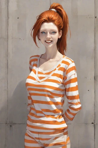 pumuckl,orange,ginger rodgers,maci,kosmea,pippi longstocking,orange color,striped background,nami,bodypainting,redheads,clementine,bright orange,horizontal stripes,bodypaint,rockabella,orange half,redheaded,daphne,redhair,Digital Art,Comic