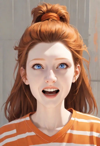 clementine,character animation,cinnamon girl,pippi longstocking,cgi,gingerman,redhead doll,ginger rodgers,doll's facial features,vector girl,orangina,a girl's smile,orange,daphne,the girl's face,realdoll,b3d,animated cartoon,cute cartoon character,nora,Digital Art,Anime