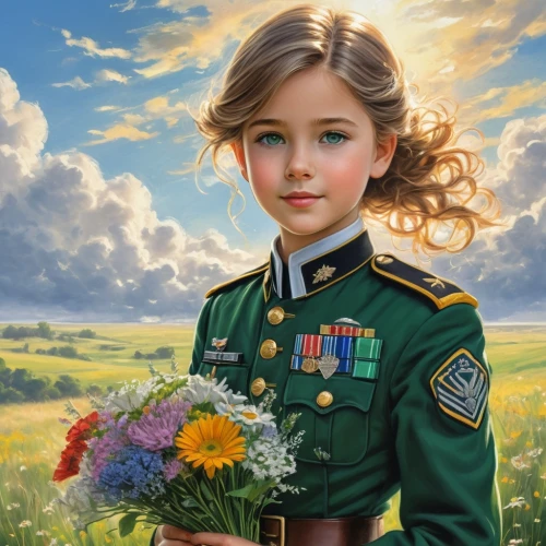 girl scouts of the usa,military officer,military person,child portrait,children of war,girl in flowers,ensign of ukraine,military uniform,oil painting on canvas,honor,unknown soldier,armed forces day,patriot,armed forces,military,beautiful girl with flowers,children's background,cadet,oil painting,marine,Illustration,Black and White,Black and White 30