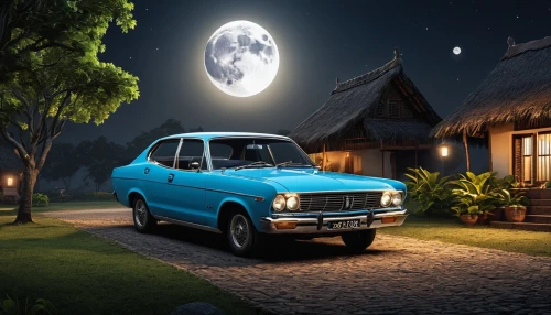 moon car,volvo cars,blue moon,ford galaxy,ford freestyle,moskvitch 412,station wagon-station wagon,dacia,nsu prinz tt,ford transit,datsun 510,vanagon,datsun truck,suzuki wagon r,volvo xc60,night scene,fiat 127,moon and star background,automotive lighting,ford tourneo,Photography,General,Realistic