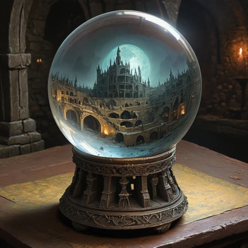 crystal ball-photography,crystal ball,hogwarts,3d fantasy,glass sphere,terrestrial globe,globe,waterglobe,yard globe,christmas globe,snow globes,ball fortune tellers,fantasy art,the globe,snow globe,spherical image,fantasy picture,snowglobes,globes,fantasy city,Illustration,Realistic Fantasy,Realistic Fantasy 44