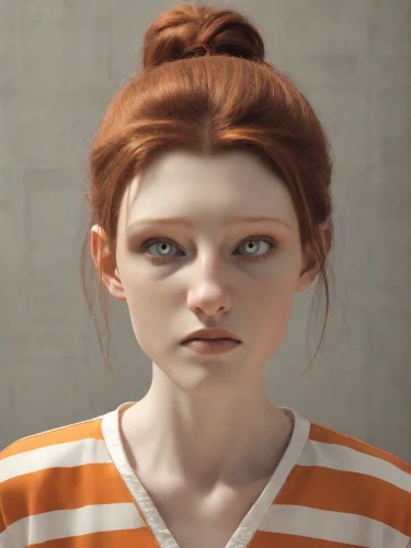clementine,lilian gish - female,character animation,cinnamon girl,the girl's face,doll's facial features,main character,child girl,nora,redhead doll,game character,3d rendered,portrait of a girl,cgi,vada,b3d,fallout4,lis,pippi longstocking,worried girl,Photography,Natural
