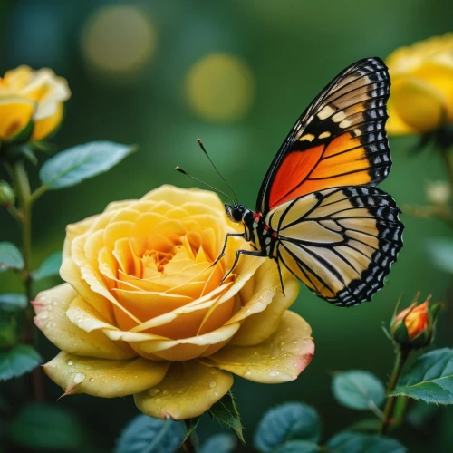 butterfly background,butterfly on a flower,butterfly isolated,yellow rose background,butterfly floral,monarch butterfly,yellow butterfly,orange butterfly,isolated butterfly,passion butterfly,yellow orange rose,ulysses butterfly,cupido (butterfly),hesperia (butterfly),butterfly,butterfly day,flower background,butterfly vector,butterflay,golden passion flower butterfly,Photography,General,Fantasy