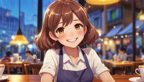 yui hirasawa k-on,waitress,honmei choco,coffee background,izakaya,miku maekawa,cocoa,cafe,street cafe,euphonium,watercolor cafe,azusa nakano k-on,coffee shop,a girl's smile,cute coffee,woman at cafe,barista,tsumugi kotobuki k-on,azuki bean,cappuccino,Illustration,Japanese style,Japanese Style 02