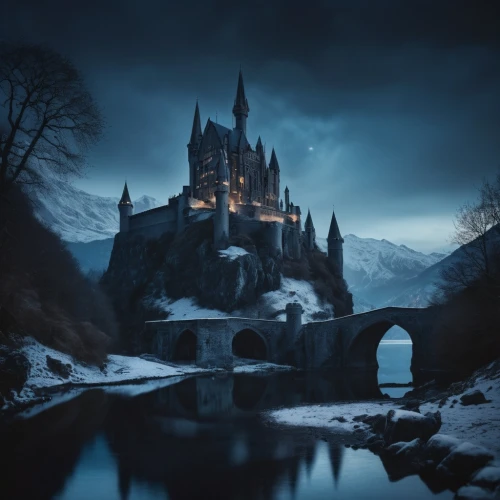 hogwarts,fairytale castle,fairy tale castle,ice castle,fantasy picture,fairytale,gothic architecture,water castle,a fairy tale,fairy tale,fantasy landscape,knight's castle,fairy tales,castles,fairytales,ghost castle,winter magic,castle of the corvin,castle,3d fantasy,Photography,General,Cinematic