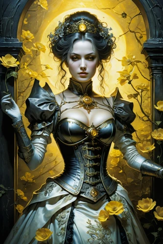 steampunk,baroque angel,sorceress,fantasy woman,fantasy art,heroic fantasy,baroque,fantasy picture,fantasy portrait,clockmaker,the enchantress,cinderella,golden candlestick,collectible card game,priestess,paladin,victorian lady,artemisia,rosa ' amber cover,rococo,Illustration,Realistic Fantasy,Realistic Fantasy 04