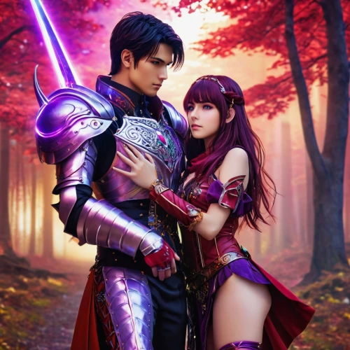 cosplay image,couple goal,red-purple,fantasy picture,beautiful couple,valentine banner,cosplay,love couple,purple and pink,prince and princess,young couple,purpurea,cassiopeia,reizei,cosplayer,wall,kimjongilia,father and daughter,purple,purple chestnut,Photography,General,Realistic